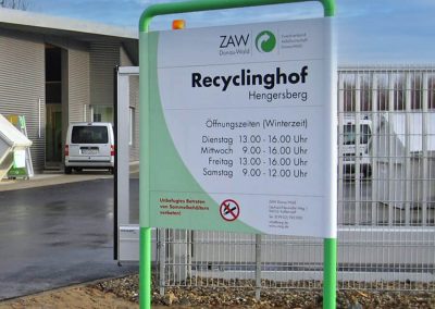 Hinweisschild ZAW in Firmen-CI